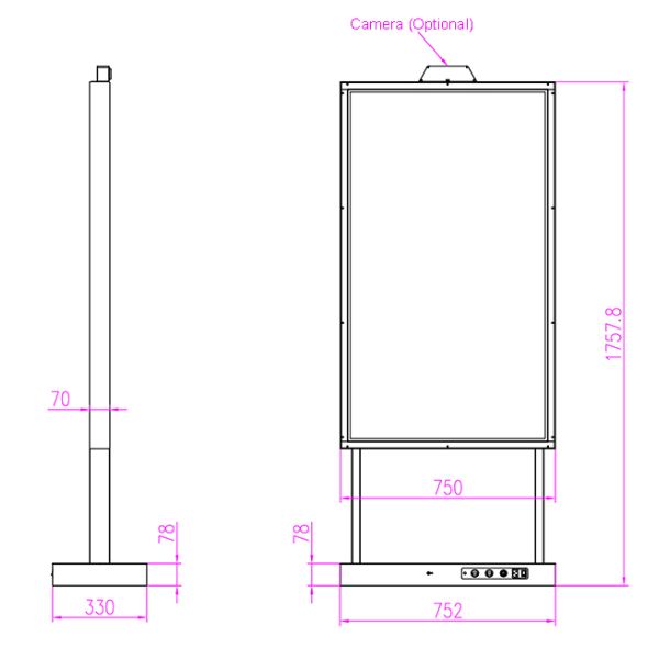 55 Inch Vertical Stand-Alone Transparent OLED Display for Retail Stores, Elevator Wayfinding & Indoor Digital Signage