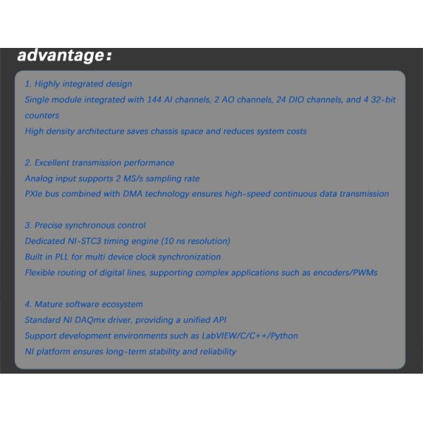 National Instruments PXIe-6365 Electronic Multifunction I/O Module with 16-bit ADC Resolution 250 KS/s Sample Rate and 48-channel DIO
