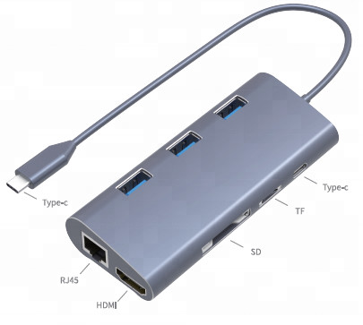 PC Laptop 8 In 1 2K 4K Multiple Usb C Port Hub