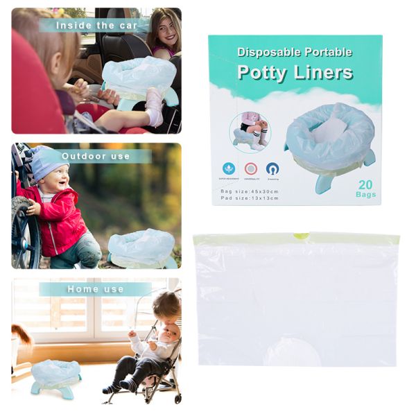 Training Potty Chair Plastic Garbage Bags With Drawstring Super Absorbent Pad