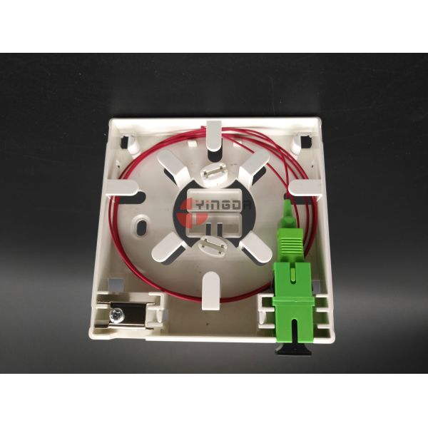 SC/APC Wall Mount Fiber Termination Box Socket Panel 2 Ports With Metal Cable Clamp