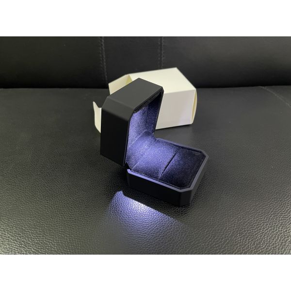 Customized Your Logo- Luxury Black Octagonal LED Ring Box