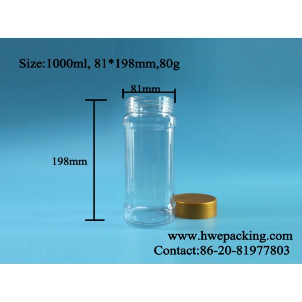 1000ml 34oz Empty Food Clear Plastic Jar And Screw Top Lids