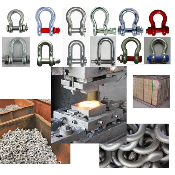 Multi Size Rigging Hardware Bow Type Trawling Shackles With Square Head Blue Screw Pin