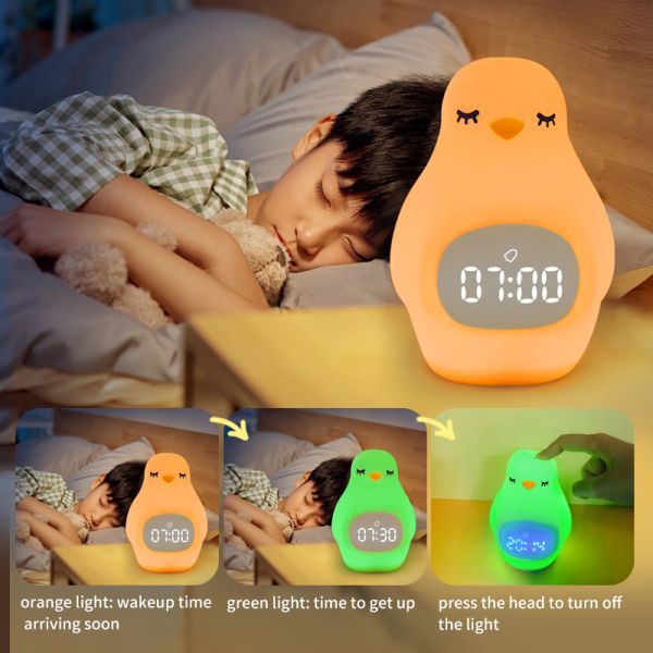 Bedside Decorative Sleep Lamp Touch Sensitive Night Light Silicone With Table Clock