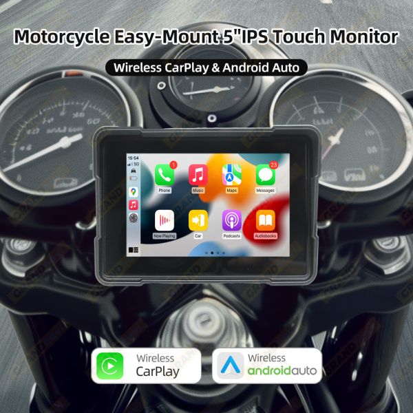 Wireless Carplay Motorcycle Android Auto GPS Navigation Screen with 5 Inch touch display Waterproof IPX7 Dashcam moto camera navigation device