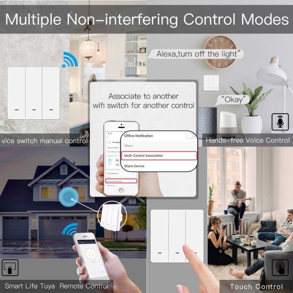 interruptor intelligent Smart Light Switch 1/2/3 Gang Push Button Switches Tuya Smart Home Automation IOT System