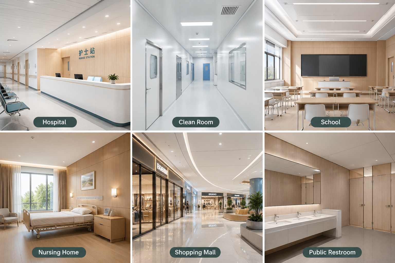 Fireproof Ice Fire Cement Board PVC Waterproof Wall Cladding Anti Impact Hospital School Panel