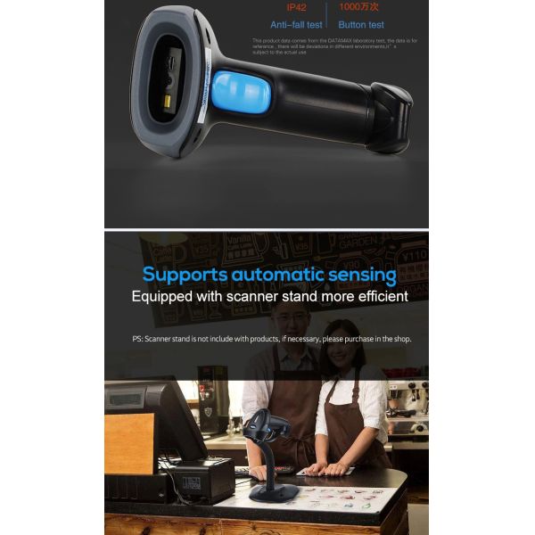 A4 Size Wireless Barcode Scanner Universal Wearable PDA Battery Capacity 2200mah