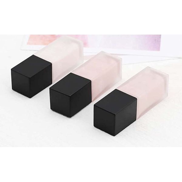 Empty Clear Square 30ml Foundation Sample Bottles Glass Emulsion With Black Pump Head