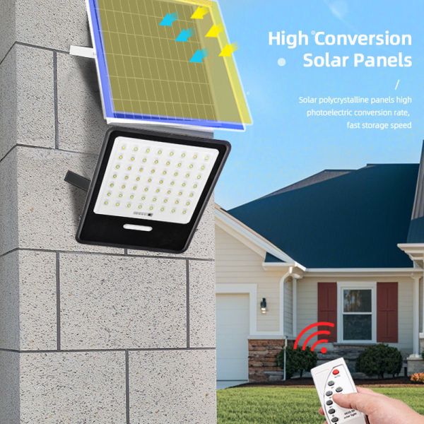 Solar Flood Light IP65 Remote-Control for Outdoor Use