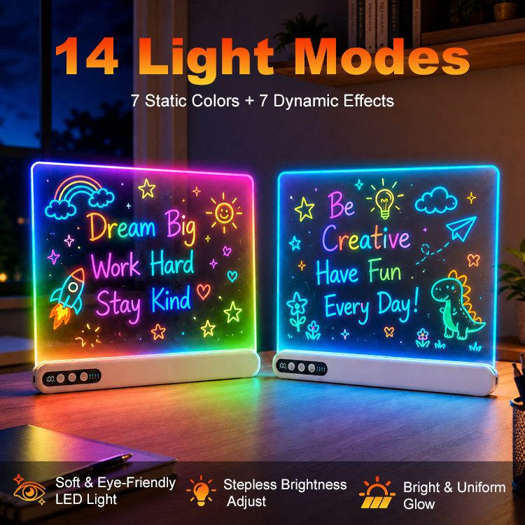 Hot Sale LED Atmosphere Light Board Timer Function 7 Static 7 Dynamic Effects Factory Direct Sales LED Drawing Board