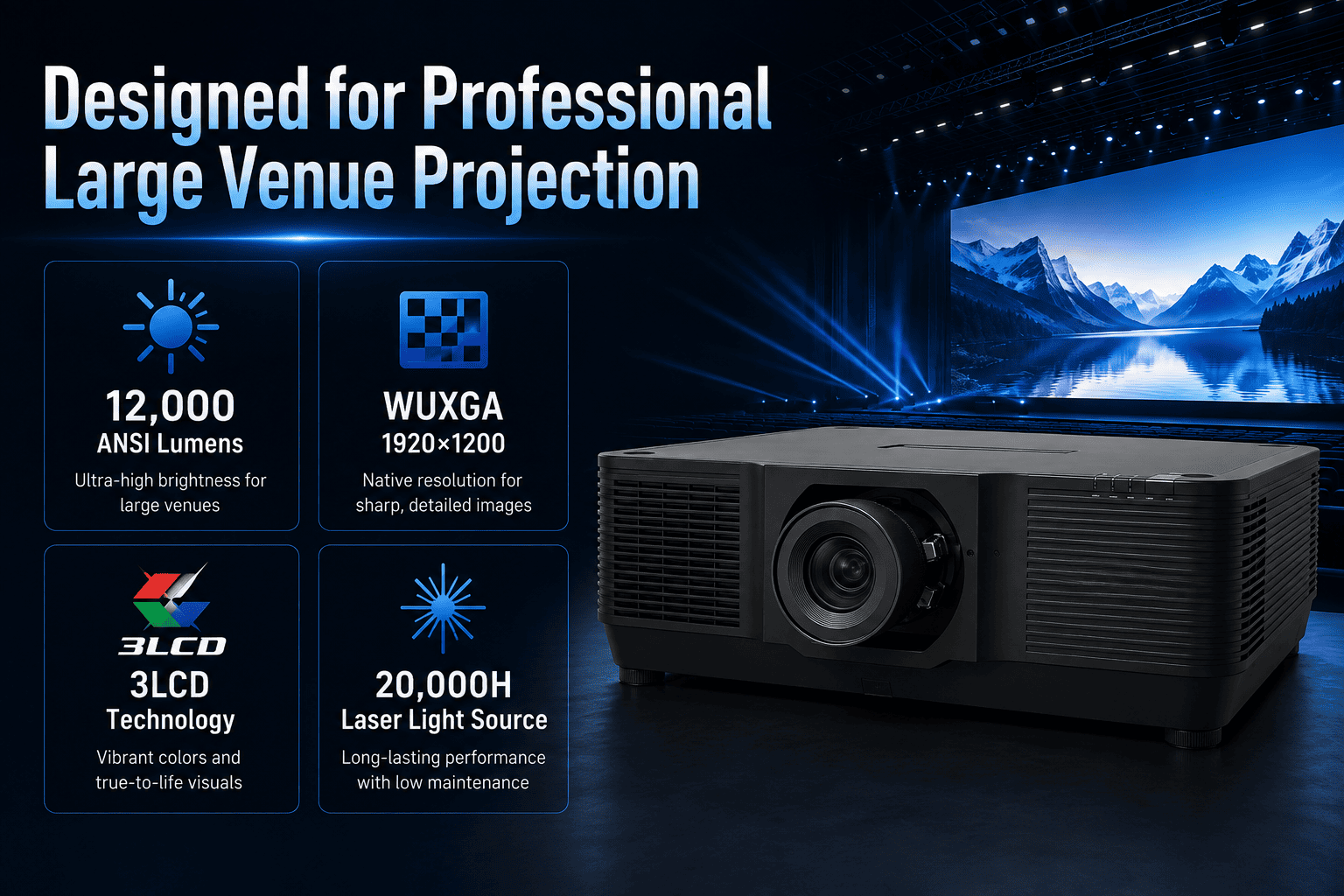 High Brightness 3D Mapping Projector WUXGA 3LCD Laser Lens Shift Large Scale Events