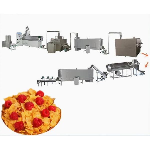 200-500kg Kellogg Roasted Breakfast Cereal Corn Flakes Processing Line Snack Food Extruder Machine