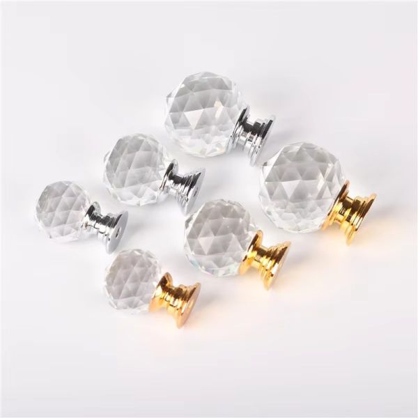 Hardware Accessories Zinc Alloy Wardrobe Knob Pull Kitchen Cabinet Drawer Sphere Ball 20mm Crystal Furniture Handle
