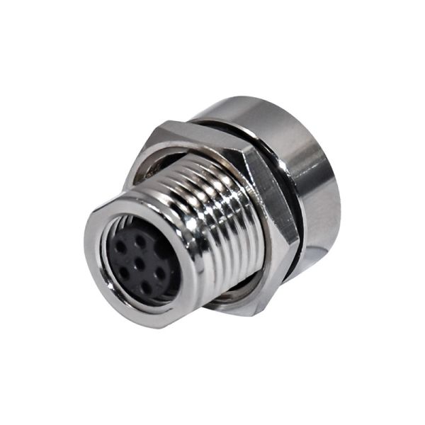 M8 Auto Female 6pins Front Cricular Screw Panel Mount Connector IP67 Socket