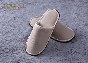 Quality 100% Cotton Embroidered Velvet Hotel Bathroom Slippers With Closed Toe SPA House Washable for sale