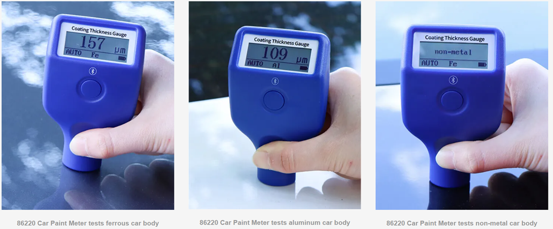 86220 Professional Paint Thickness Gauge with 0.5s Fast Response Ruby Probe and Bluetooth Data Transmission