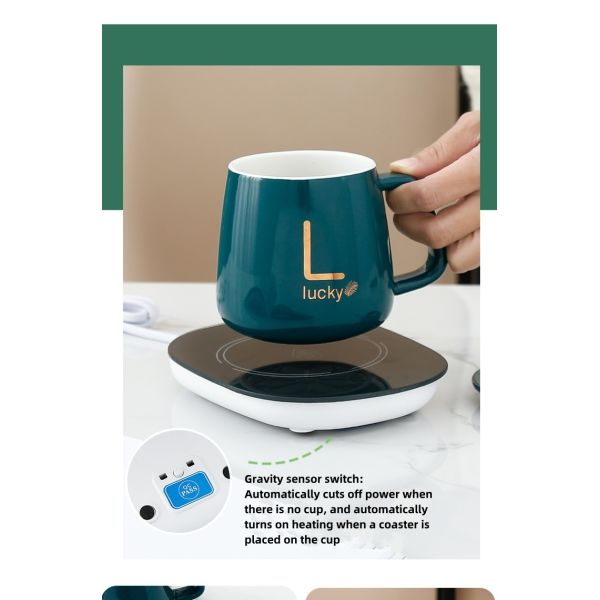 Customization Portable 55 Degrees Heated Ceramic Coffee Cup Mug with Temperature Control