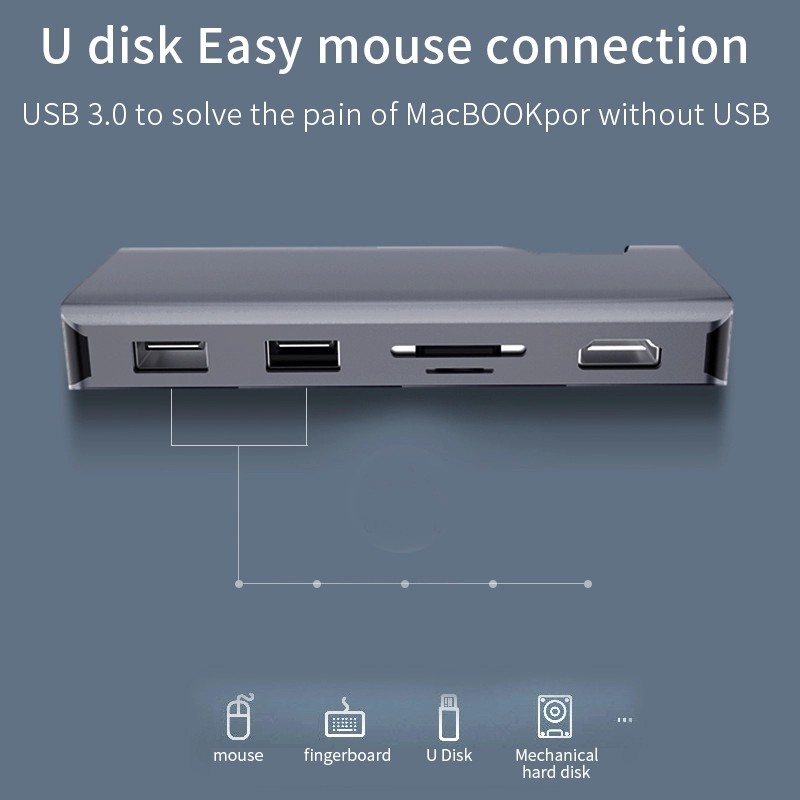 7 In 1 PD Charging Hidden Cable USB C Docking Station