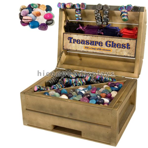 Tumbled Stone Chest Retail Exhibition Showcase Box Solid Wood Display Case