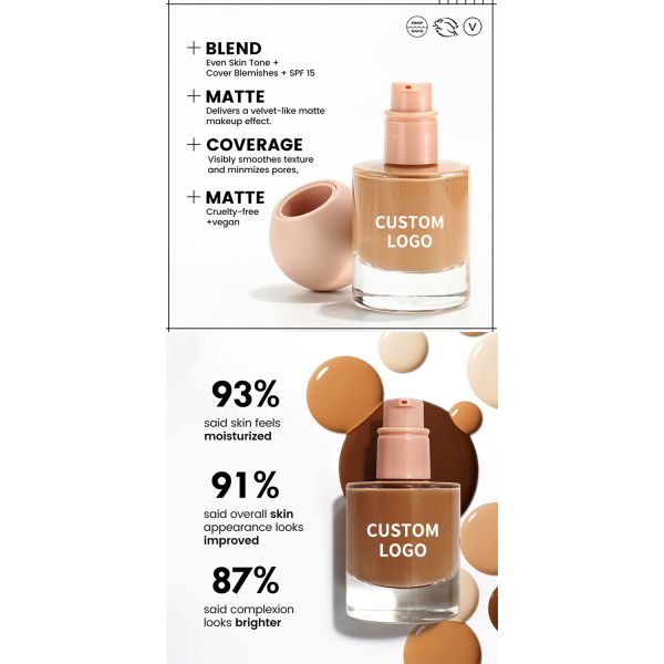Customizable Lightweight Long-Lasting Foundation Makeup Full Coverage Natural Waterproof Oil Control Chemical Custom Logo Cream