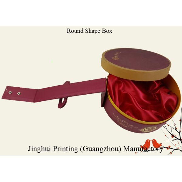 Rigid Cardboard Material Brown Color Customized Design Round Shape Box Packaging with the Paper Ribbon Printing