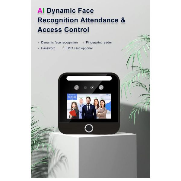 5 Inch Touch Screen Cloud WiFi QR Code Reader Fingerprint Access Control Attendance System Face Recognition