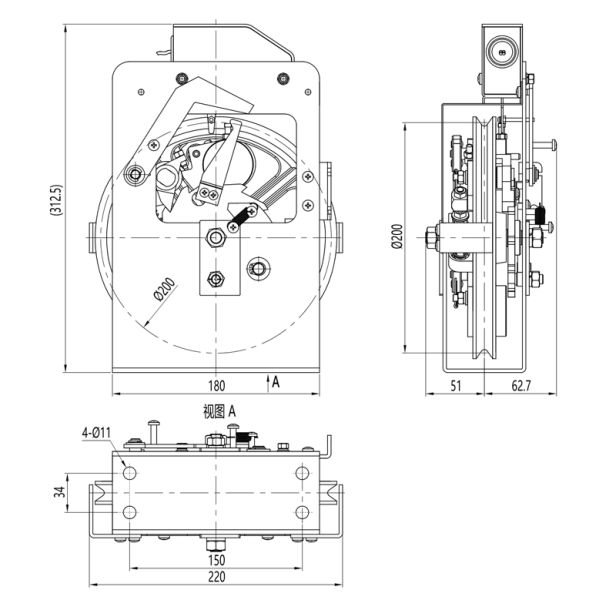 Dia 200mm One Way Elevator Governor Passenger Elevator Spare Parts