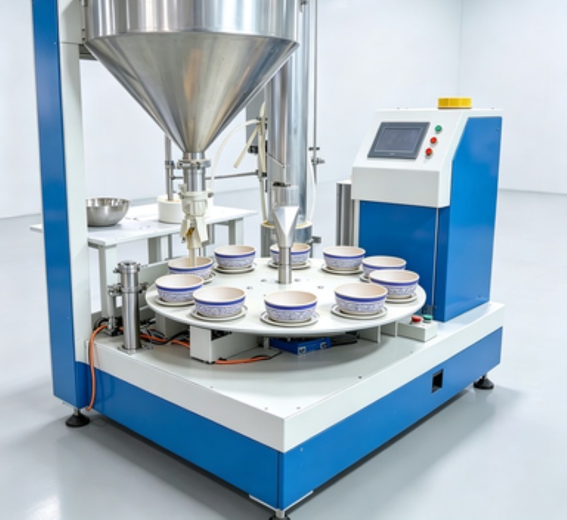 Close-up view of powder feeding control system components