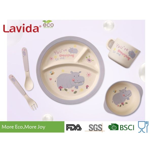 Reusable Bamboo Childrens Dinner Set Durable Non - Fragile Formaldehyde Free
