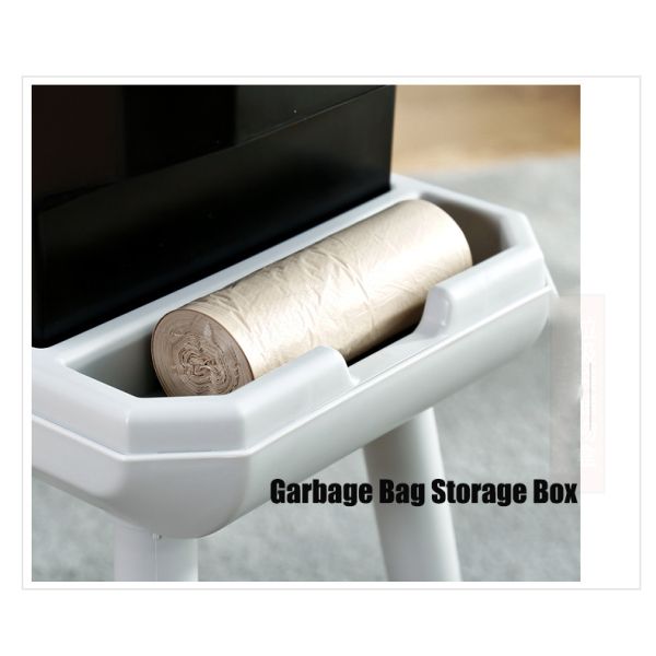 Trash Can with Lid Plastic Garbage Can with Push Button Narrow Modern Waste Basket for Kitchen Slim Dogproof Bedroom Garbage Bin