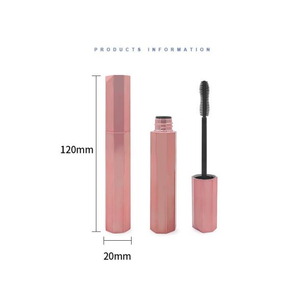 Octagonal Pink Empty Plastic Mascara Tube Silk Print 15g