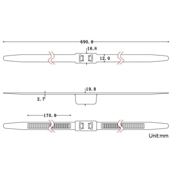 Durable Self Locking Nylon Cable Tie 690mm Length For Security And Police Use