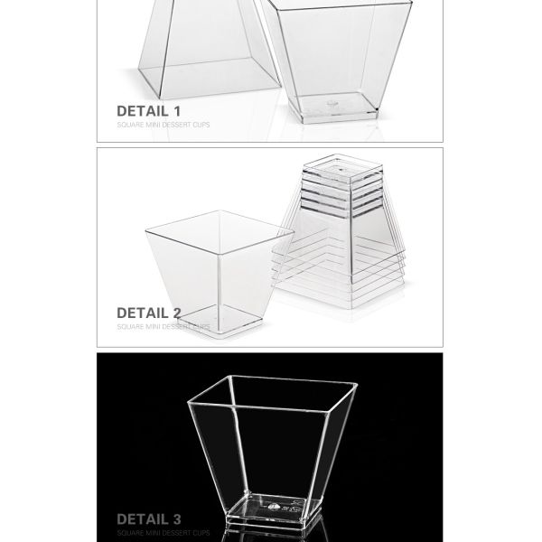 Food grade environmental protection material disposable square 58ml ps cup