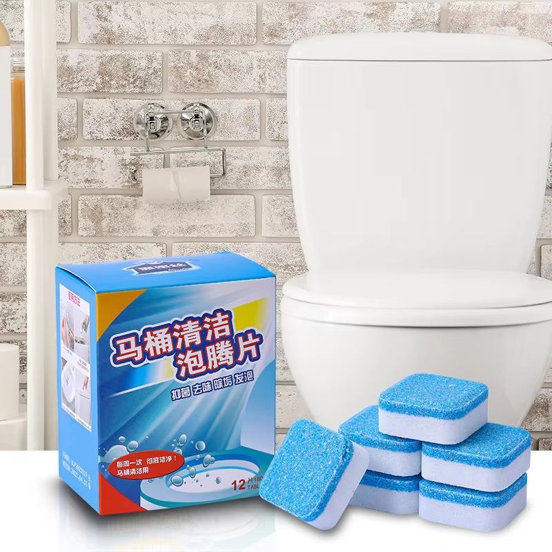 12 Tablets/Box Disposable Toilet Cleaning Effervescent Tablets Solid Fragrance Removes Odor Toilet Cleaning Tablets