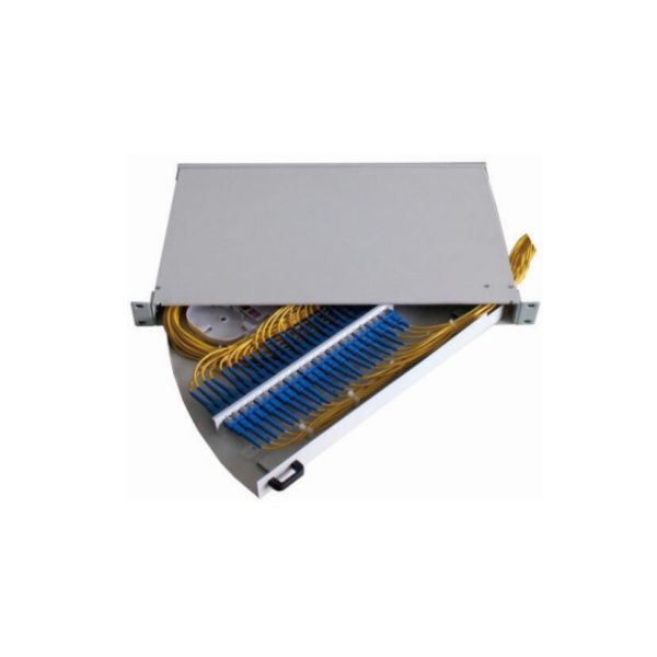 1U 19" Rack Mountable Fiber Optic Patch Panel with Cold Rolled Steel Construction and Side Pull Out Design