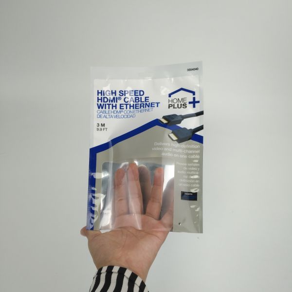 Customized Three Side Sealed USB Cable Packaging Bags Plastic Pouches Packaging Wireless Earphones With Zipper