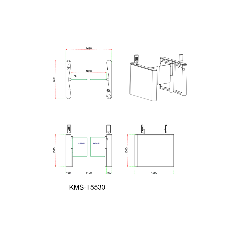 Technical specifications and features of speed gate turnstile