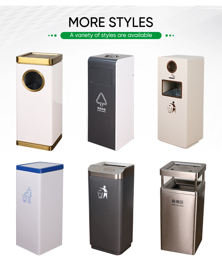 Stainless Steel Public Trash Cans with Large Capacity Rectangular Outdoor Recycling Bins for Hotel Areas