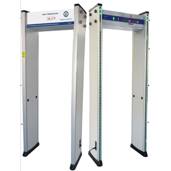 High Accurate Walk Through Metal Detector Human Temperaturer Testing Display Function