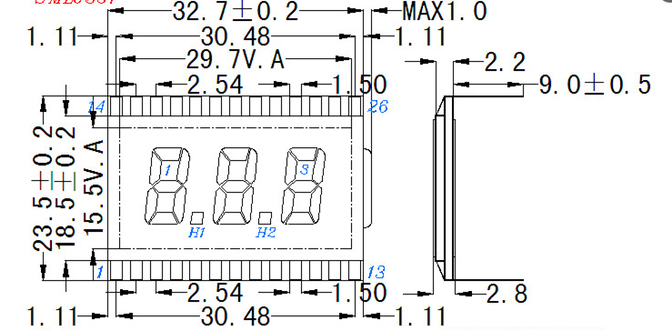 customized 3 digit lcd panel tn positive lcd display