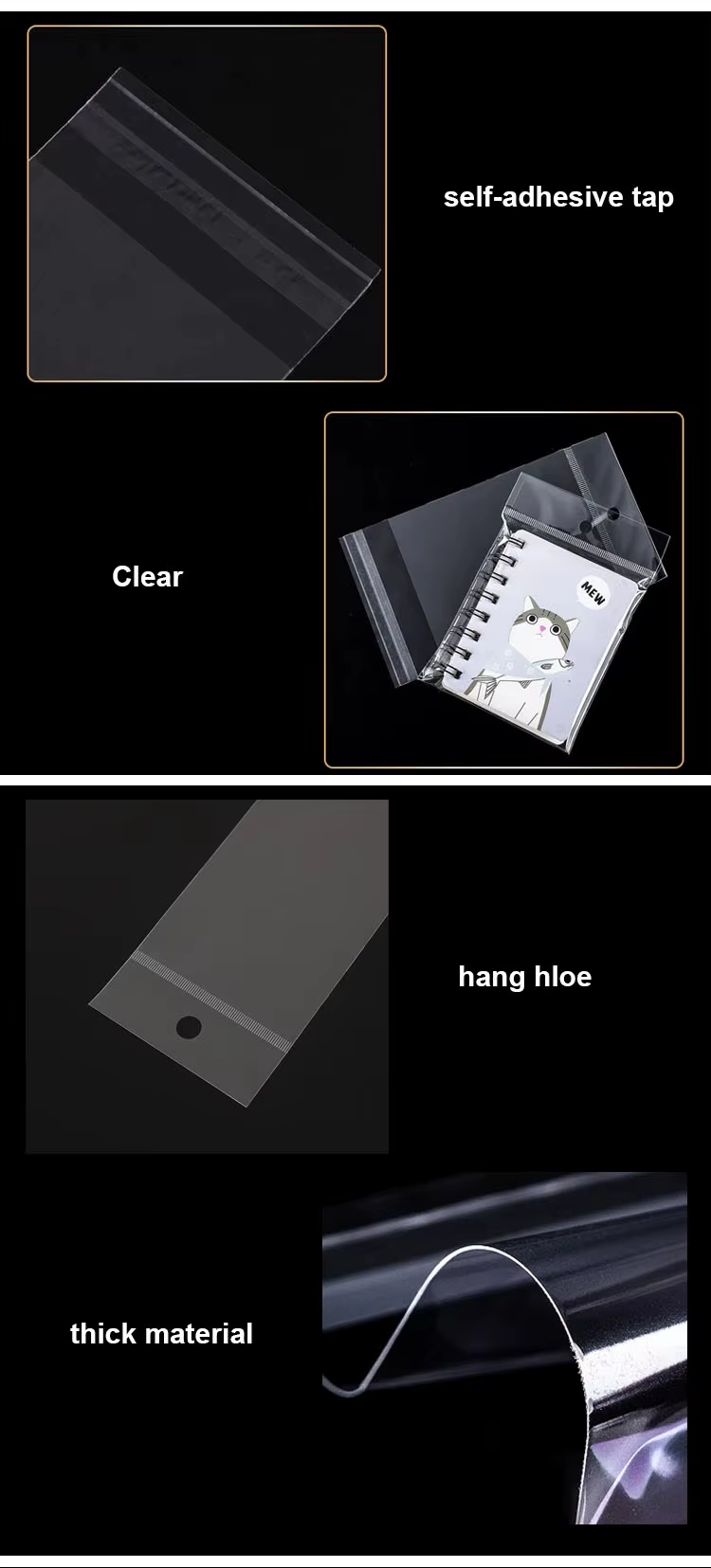 Custom Plastic Packaging Bags Transparent Electronics Phone Accessories Bags White Pearl Film Self-Sealing Retail OPP Bags