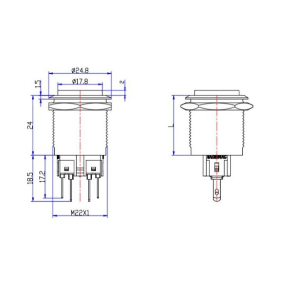 Yeswitch 22mm IP67 Sealed LED Metal Push Button Switch