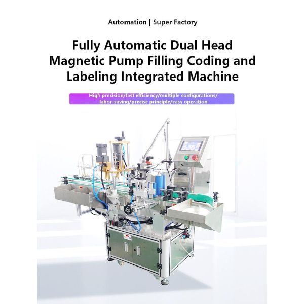 Full automatic double head magnetic pump filling screw cap inkjet code labeling integrated machine Z200 alcohol perfume mineral water filling