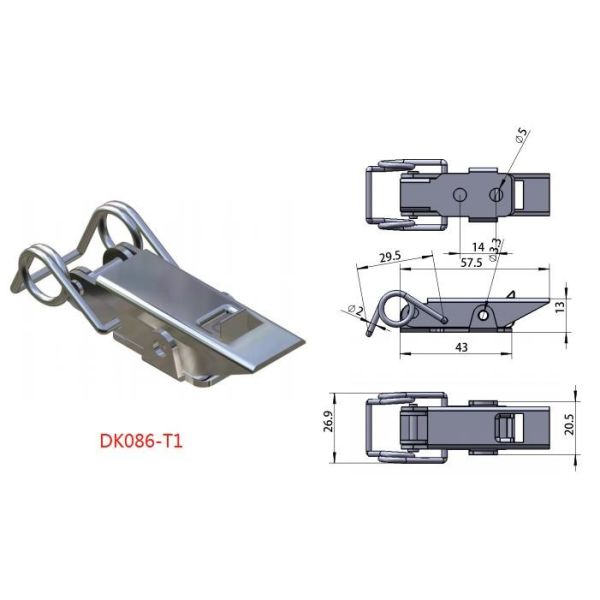 DK086-T1 Self Locking Concealed Stainless Steel Draw Catch Toggle Latch For Machine
