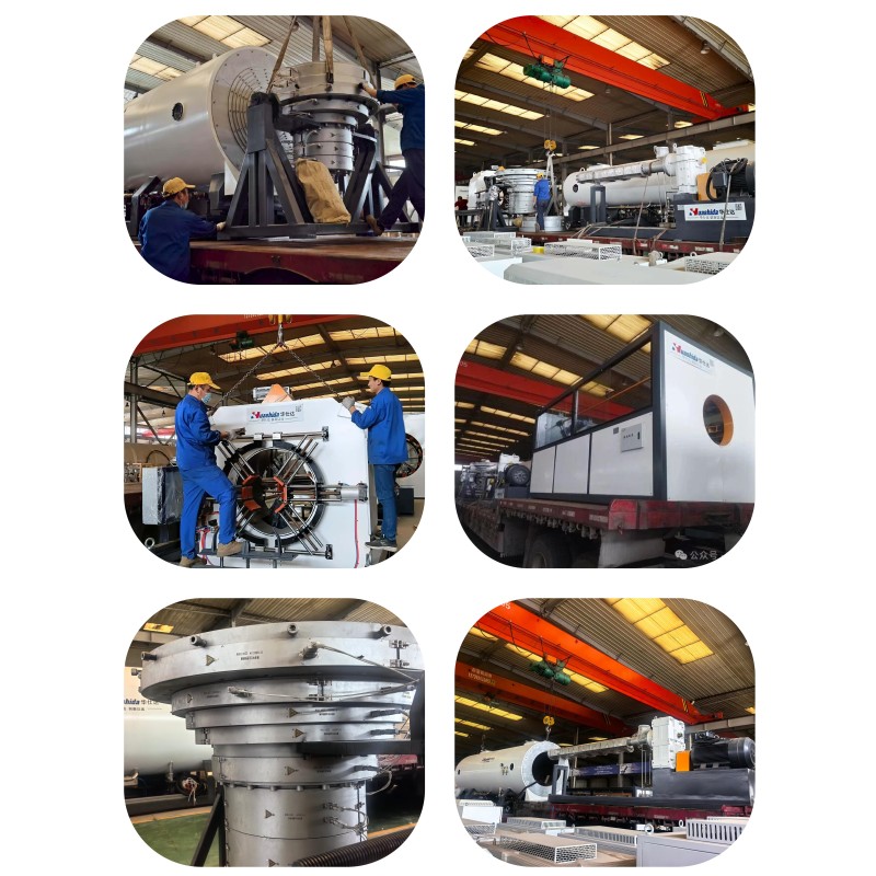 Vacuum sizing thermal insulation pipe production line