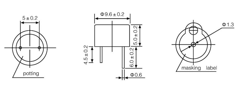 Micro Magnetic Transducer Buzzer Φ9.6*5mm DC Type For Electronic Products