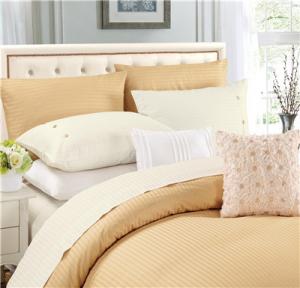 Quality Sateen Stripe Sheets 4pcs Polyester Cotton Bedsheets Home Bedding for sale