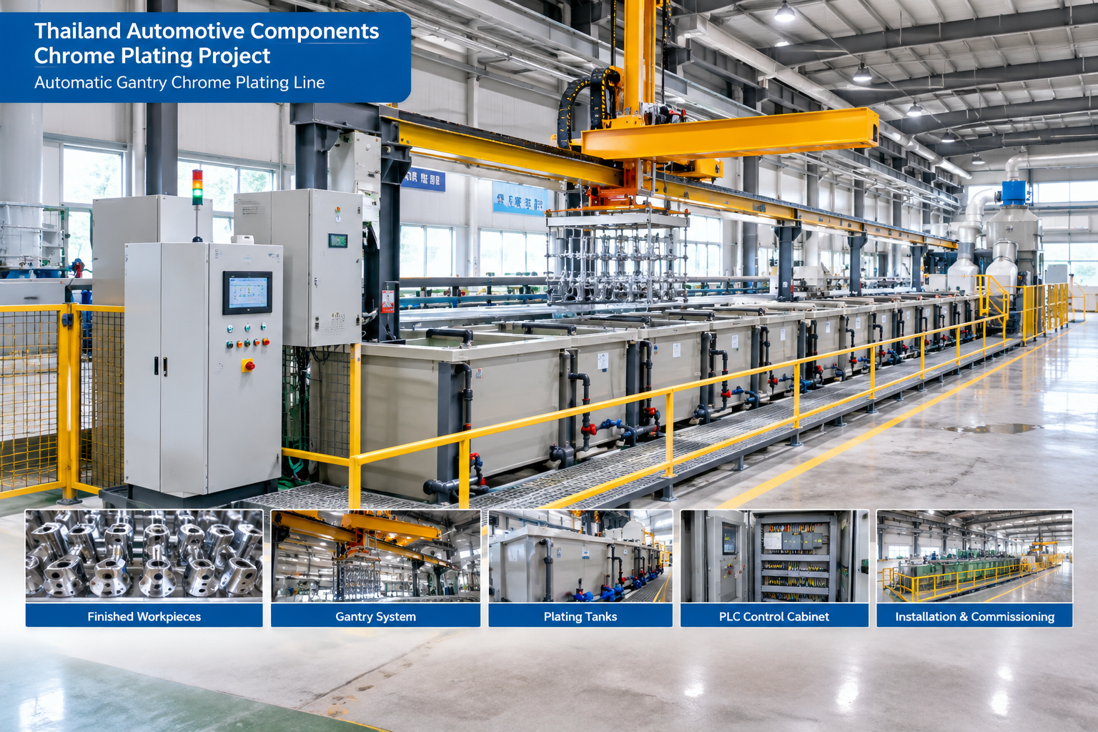 Customized Automatic Gantry Chrome Plating Line Industrial Chrome Electroplating Equipment